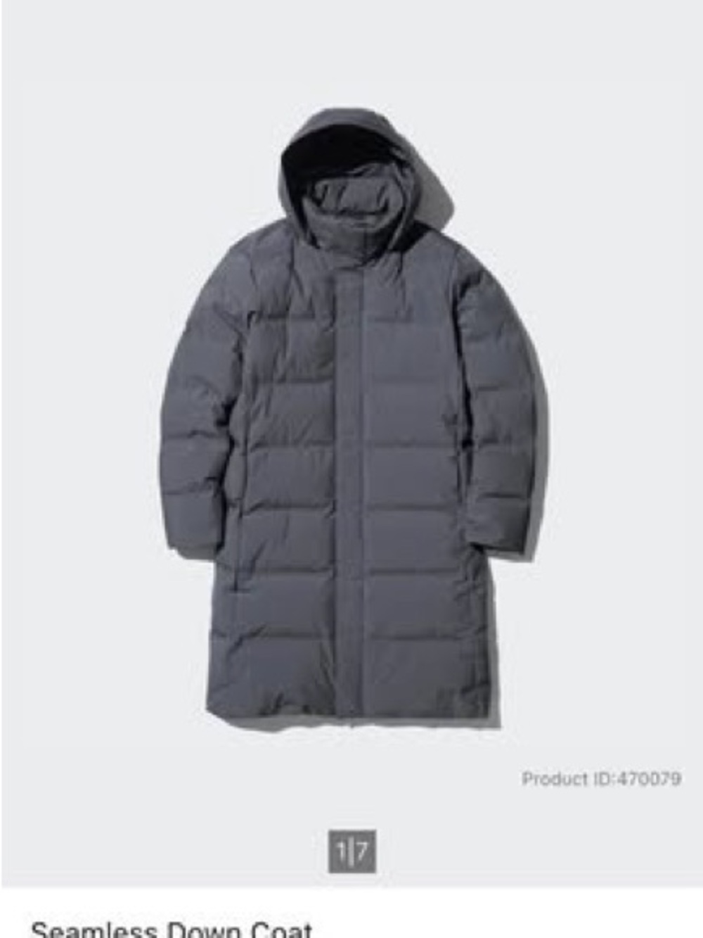 Uniqlo Men's Long Seamless Down Coat - Dark Gray